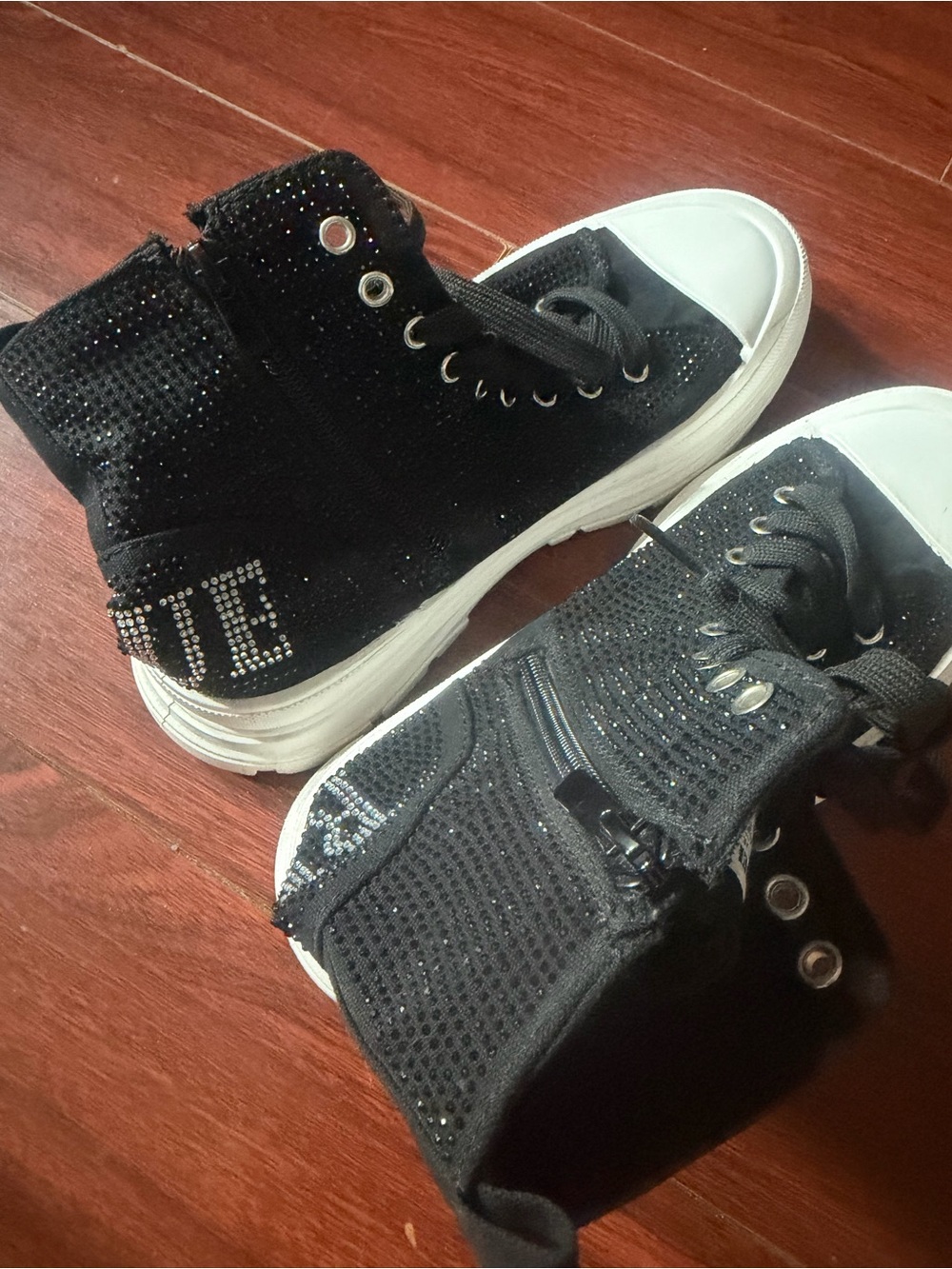 Black True Religion High-Top Platform Sneakers with White Sole - Picture 4 of 6